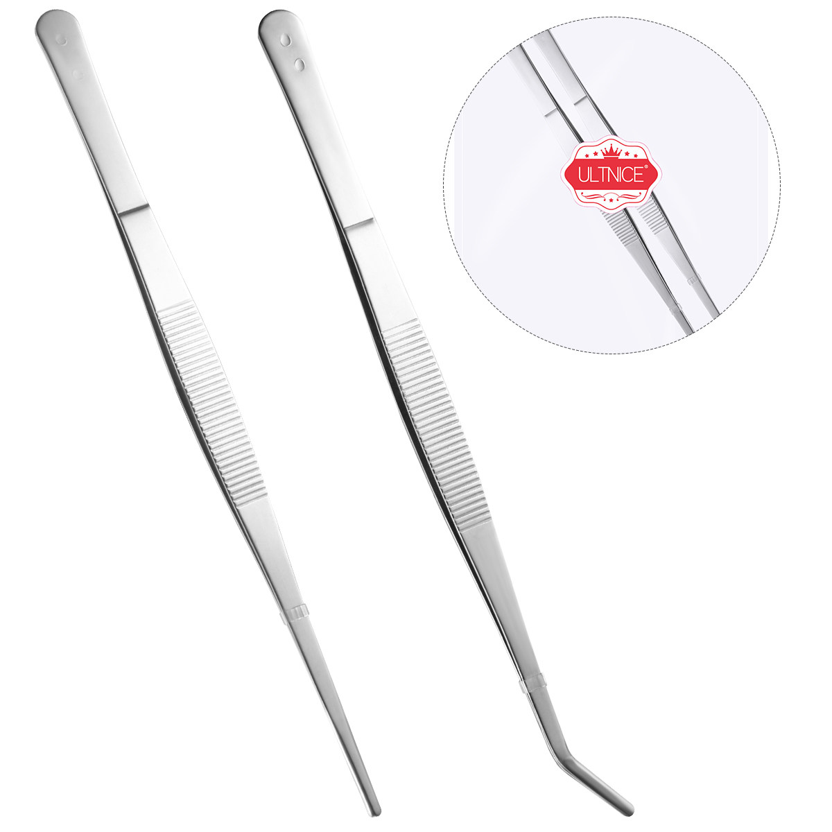 2pcs Stainless Steel Tweezers  - огляд і ціна Feeding Tong Stainless