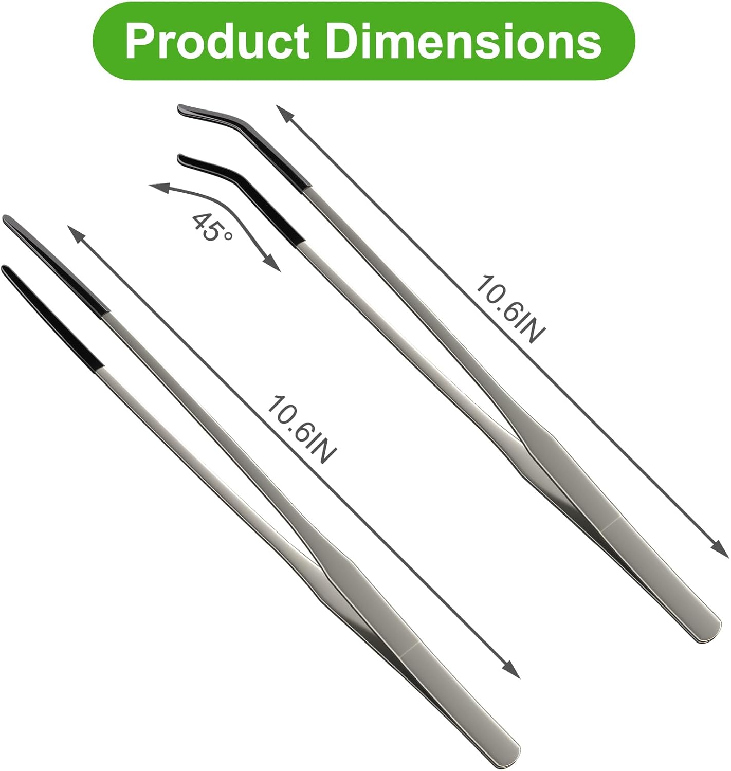 2 Pcs Extra Long Stainless Ste - огляд і ціна Feeding Tong Stainless